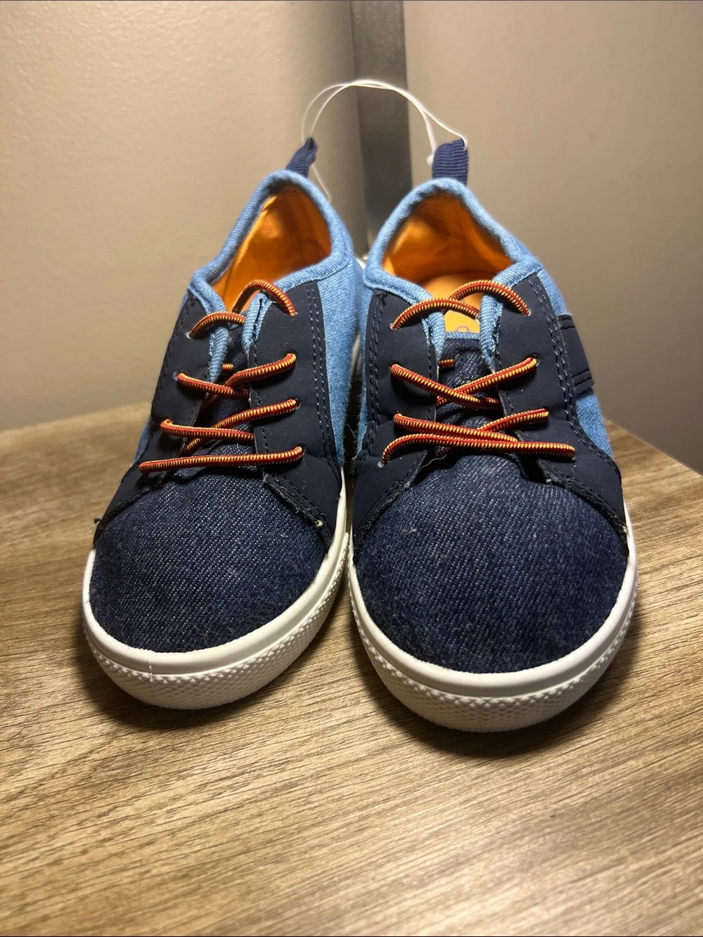 Carter's Navy and Light Blue Kids Sneakers with Orange Accents stock (23)